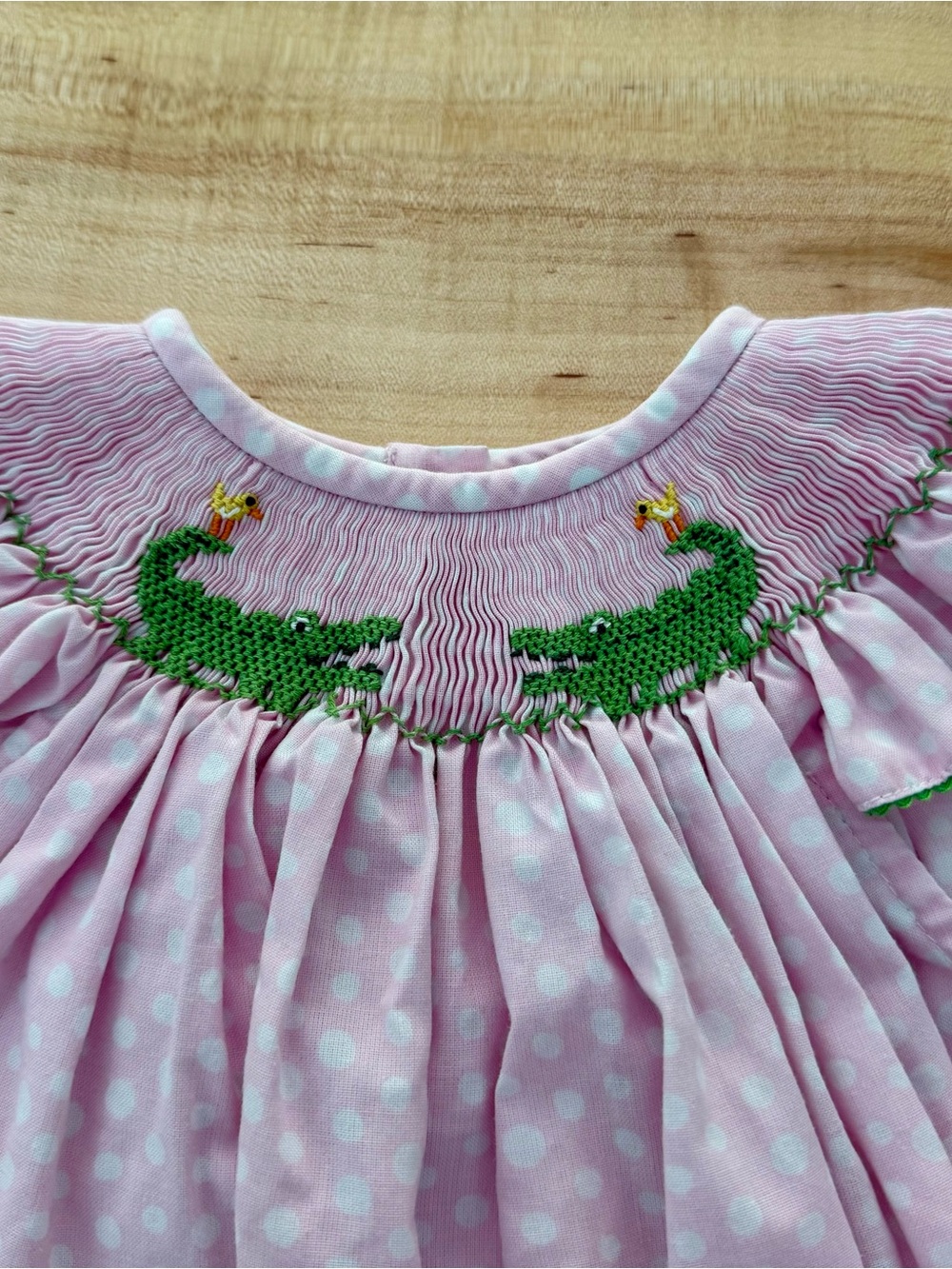 Southern Sunshine Kids Smocked Alligator Bubble Pink Polka Dot Toddler 3T